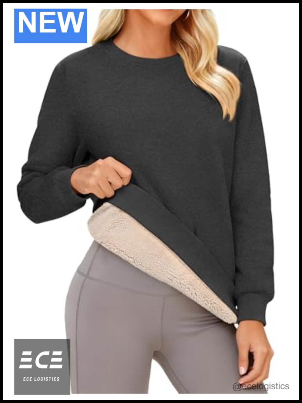Cavva Women's Thermal Sherpa Lined Sweatshirt Crewneck Fleece Pullover